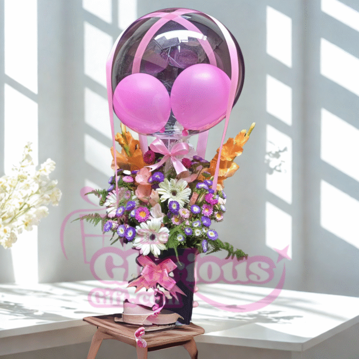 Balloon & Flowers Fancy Box - Image 1