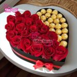 Flowers & Rocher in HeartShape Box
