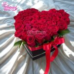 Red Roses in HeartShape Box For Love