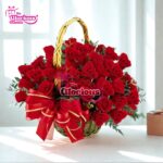 Red Rose Round Basket
