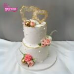 White Drip Love Cream  Cake