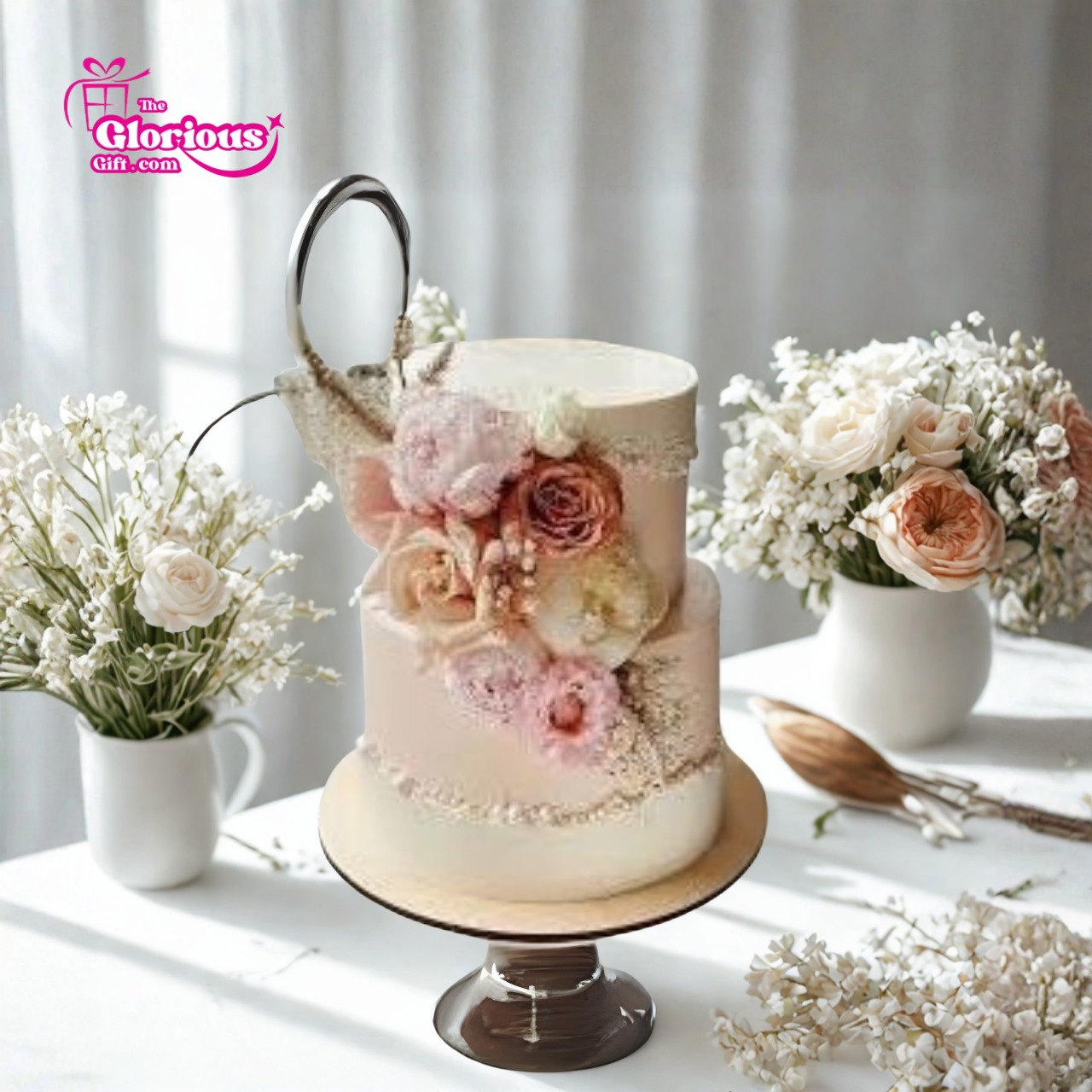 IMG-20251003-WA0005 White Pearl Floral Cake - Image 1