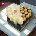 Imported White Roses & Rocher Love Box