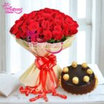Premium Cake & Red Roses Bunch