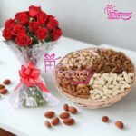 Dry Friuts with Red Roses Bouquet