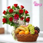 Fruit Basket & Premium Flowers